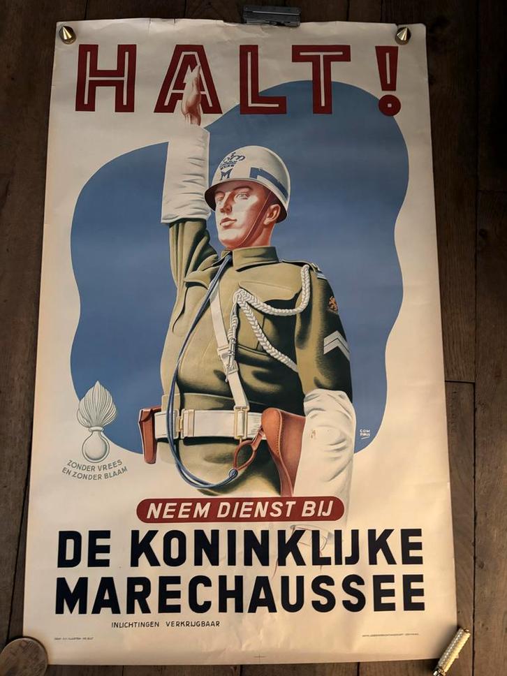 Oude Koninklijke Marechaussee Wervingsposter - Jaren 50, Verzamelen, Militaria | Algemeen, Landmacht, Foto of Poster, Nederland