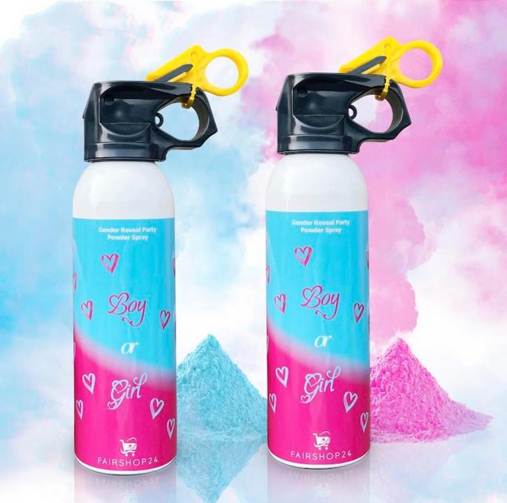 Gender reveal poederblusser, Hobby en Vrije tijd, Feestartikelen, Zo goed als nieuw, Versiering, Geboorte of Huwelijk, Ophalen of Verzenden