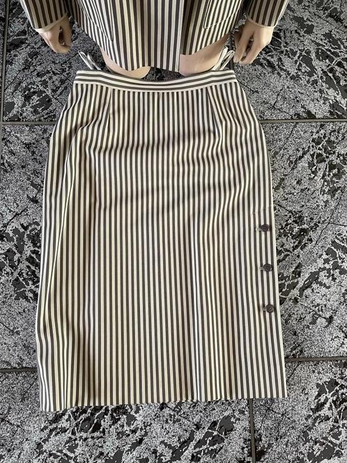 ZGAN Chique rok, bruin/beige gestreept, mt 38/40, Kleding | Dames, Rokken, Zo goed als nieuw, Maat 38/40 (M), Knielengte, Ophalen of Verzenden