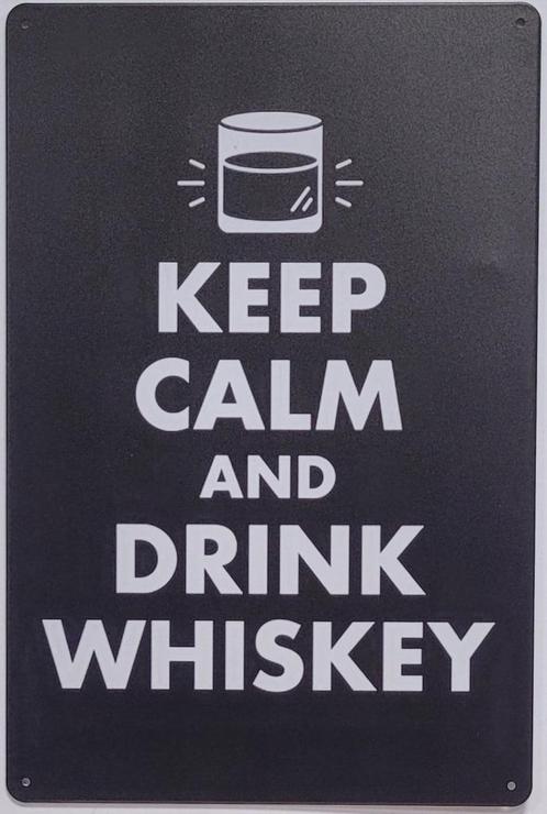 Keep calm and drink whiskey reclamebord van metaal wandbord, Huis en Inrichting, Woonaccessoires | Tekstborden en Spreuken, Nieuw