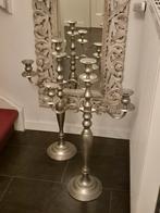Zilverkleurige Kandelaars - Set van 2, Ophalen of Verzenden, Zilver