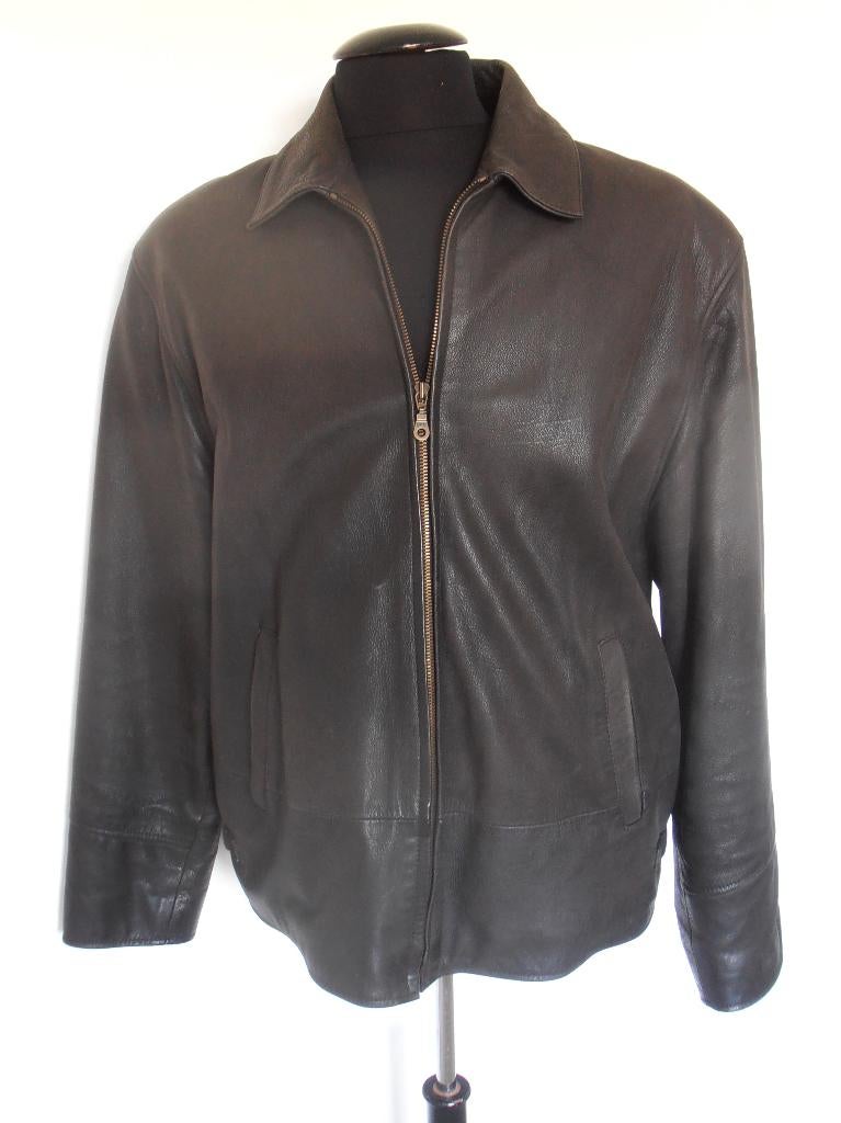Dija - mooie bruine gevoerde leren heren jas - 50, Bruin, Maat 48/50 (M), Dija, Ophalen of Verzenden