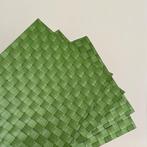 4x placemat gevlochten ruit checker groen rechthoek, Bord, Gebruikt, Ophalen of Verzenden