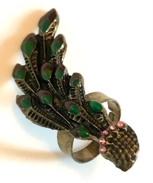verstelbare ring met fraaie pauwenveren, Sieraden, Tassen en Uiterlijk, Ringen, Ophalen of Verzenden