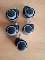 Set van 5 nieuwe zwenkwielen voor tafel- c.q.bureaustoel, Doe-het-zelf en Verbouw, Zwenkwielen, Ophalen of Verzenden, Nieuw