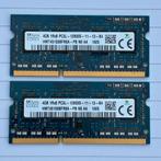 2x 4GB ddr3 PC3L-12800s (1600Mhz) low voltage, Computers en Software, RAM geheugen, Gebruikt, DDR3, Ophalen of Verzenden, Laptop