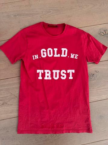 In Gold We Trust Rood T-shirt Maat M beschikbaar voor biedingen