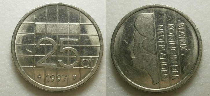 PD02583 Beatrix 25 cent 1997, Postzegels en Munten, Munten | Nederland, Losse munt, 25 cent, Koningin Beatrix, Ophalen of Verzenden
