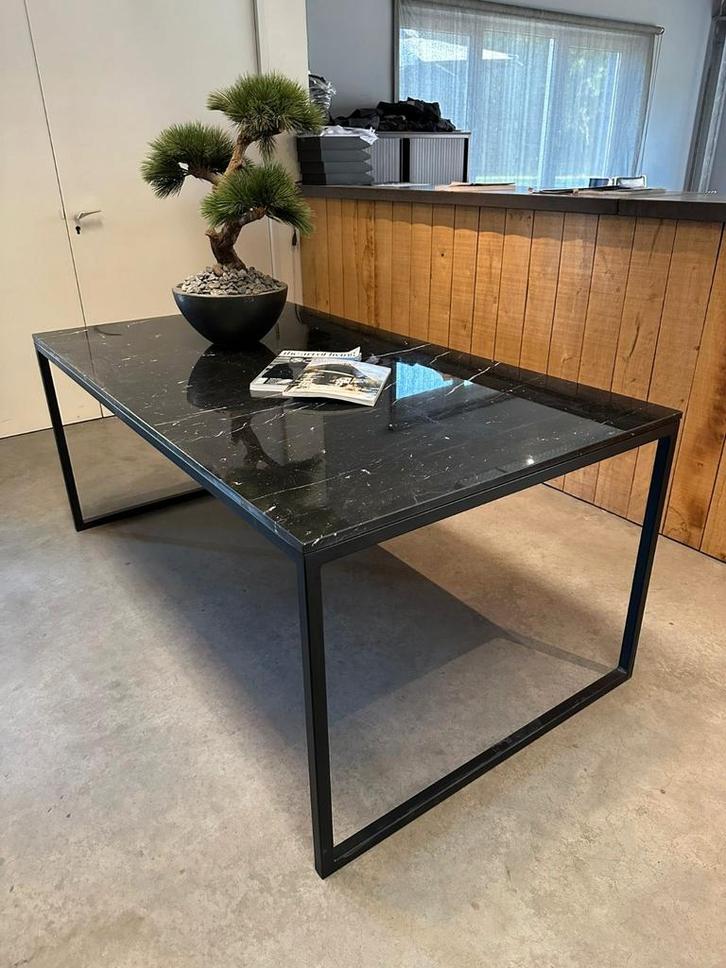 Marmer zwart 180*100*2 cm stalen onderstel Napoli € 625,00, Huis en Inrichting, Tafels | Eettafels, Nieuw, 50 tot 100 cm, 150 tot 200 cm