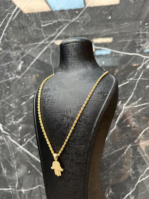 Prachtige 18k gouden rope ketting met hanger, Sieraden, Tassen en Uiterlijk, Kettingen, Nieuw, Goud, Ophalen of Verzenden