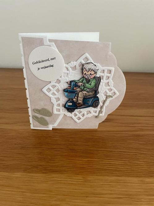 Kaartje man (39) opa in scootmobiel, Hobby en Vrije tijd, Kaarten | Zelfgemaakt, Nieuw, Overige thema's, Ophalen of Verzenden