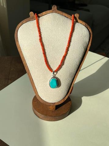 Koraal & Turkoois Hanger Ketting beschikbaar voor biedingen
