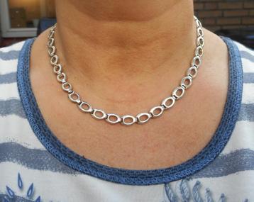Zilveren prachtig massief schakel collier nr.338 beschikbaar voor biedingen