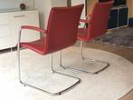 2 eetkamerstoelen, rood leer van LEOLUX, model Freyer, Ophalen, Gebruikt, Rood, Leer