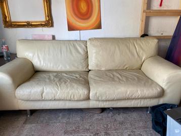 leren bank wit/beige beschikbaar voor biedingen