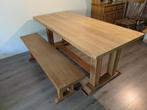 massief eikenhouten kloostertafel en bank, Huis en Inrichting, Tafels | Eettafels, Ophalen, Gebruikt, Eikenhout, 50 tot 100 cm