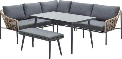 Tuinset Semarang tuinmeubel 4-delig links gr, Tuin en Terras, Tuinsets en Loungesets, Nieuw, Loungeset, Rotan, 6 zitplaatsen, Bank