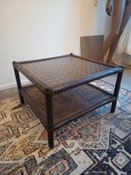 Vintage Rotan Salontafel met Rookglas, Huis en Inrichting, Tafels | Salontafels, Ophalen, 50 tot 100 cm, 50 tot 100 cm, Minder dan 50 cm