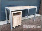Bureau / rol kast open vak met deur steigerhout! NIEUW, Info@hout-art.nl, Nieuw, Ophalen of Verzenden, Landelijk