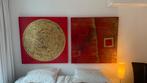 Abstract Schilderij - Rood en Goud, Ophalen of Verzenden
