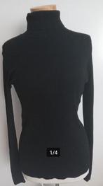 Dunne, zwarte katoenen ribbel coltrui, maat S/M, Oosterveldweg 15, 7274 DZ, Verzenden, Zwart, Zo goed als nieuw