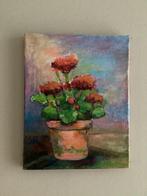 Geranium, op doek, olieverf, 24 bij 31 c.m., Ophalen of Verzenden