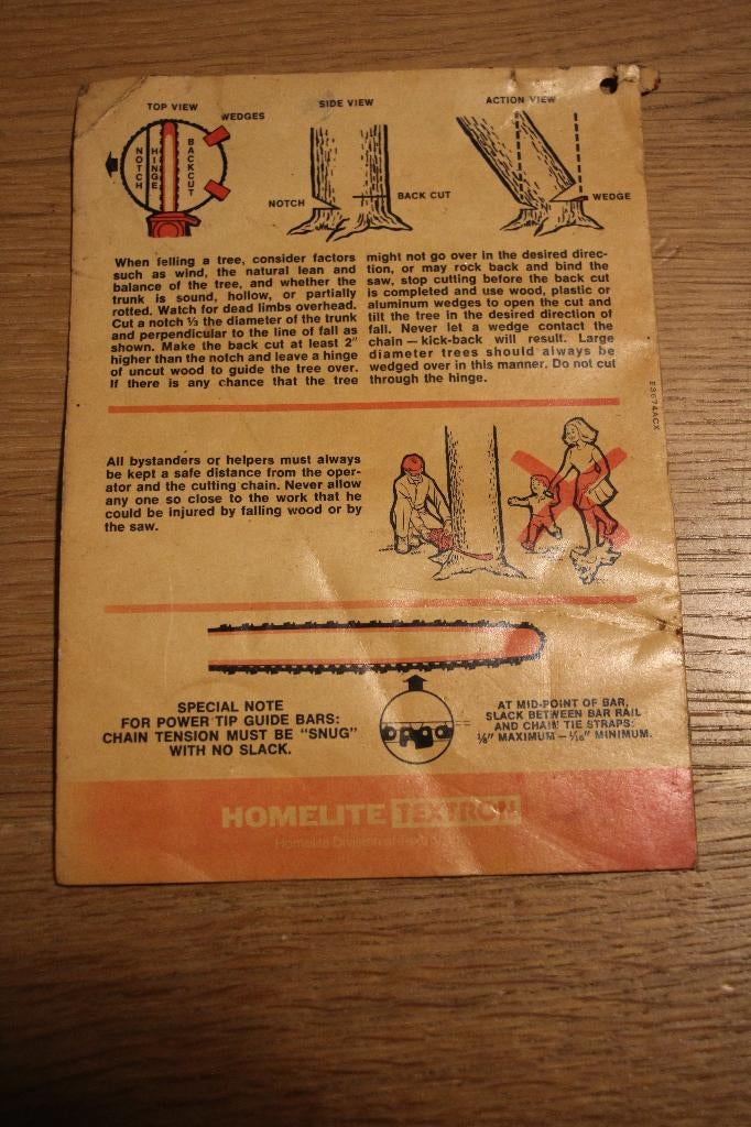 Homelite folder, Minder dan 30 mm, Gebruikt, Homelite, Kettingzaag