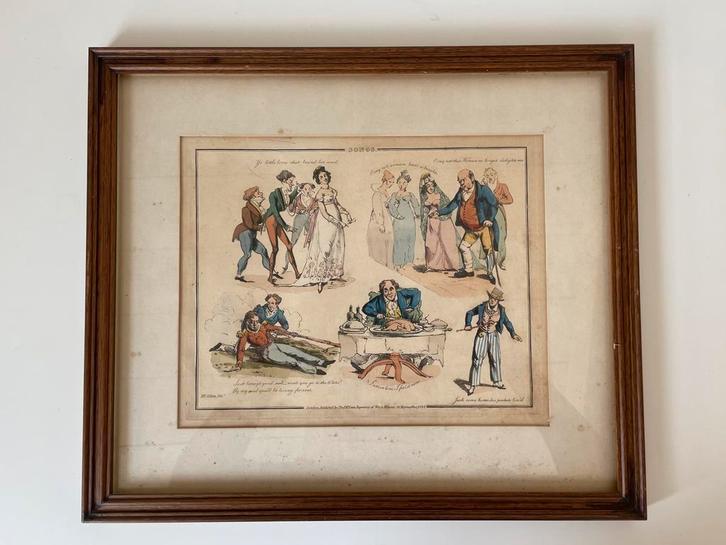 Handgekleurde druk uit 1822, Henry Alken (1785-1851), Songs, Antiek en Kunst, Kunst | Litho's en Zeefdrukken, Ophalen of Verzenden