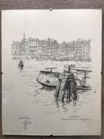 Kunstdruk tekening Amsterdam 1917, Anton Pieck+handtekening, Ophalen of Verzenden