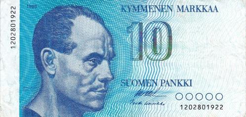 FINLAND   10  MARKKAA   1988, Postzegels en Munten, Bankbiljetten | Europa | Niet-Eurobiljetten, Overige landen, Verzenden
