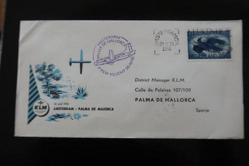 KLM eerstevlucht Amsterdam Palma de Majorca 1956, Postzegels en Munten, Brieven en Enveloppen | Nederland, Envelop, Ophalen of Verzenden