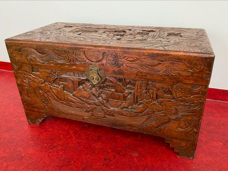 Handgesneden Kist uit Mexico, Antiek en Kunst, Antiek | Meubels | Kasten, Ophalen