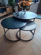 Salontafels Shima tin/zwart/tin., Huis en Inrichting, Tafels | Salontafels, 50 tot 100 cm, Rond, Zo goed als nieuw, Minder dan 50 cm