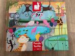 Janod puzzel een dag in de dierentuin, Ophalen of Verzenden, 10 tot 50 stukjes, Zo goed als nieuw, 2 tot 4 jaar