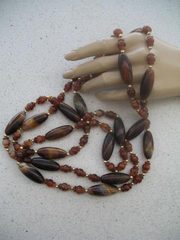 Ketting Lucite Plastic Lichtbruin Amber Vintage ( nr 2 ) beschikbaar voor biedingen