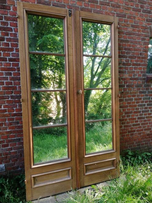 240hx137br Zware eiken deuren met spiegel, liftdeuren hotel, Antiek en Kunst, Antiek | Overige Antiek, Ophalen