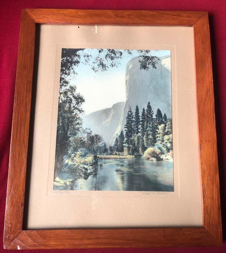 Lijst met oude afbeelding print foto El Capitan - Califonië, Antiek en Kunst, Kunst | Tekeningen en Foto's, Ophalen of Verzenden