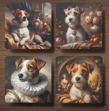 Jack Russell Barok onderzetters met houder beschikbaar voor biedingen