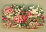 Bloemen oldtimer met rozen en duif Reliefkaart EF 3059, Verzenden