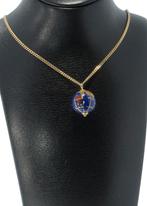 Wereldbol globe 18k gouden ketting hanger Lapis Lazuli, Ophalen of Verzenden, Zo goed als nieuw, Met edelsteen, Info@voordeelsieraden.nl