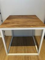 Bijzet tafeltje hout met witte onderkant, Huis en Inrichting, Tafels | Bijzettafels, Ophalen, Minder dan 45 cm, Minder dan 55 cm