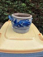 Aardewerk Bloempot met Blauwe Decoratie, Ophalen, Gebruikt, Rond, Binnen
