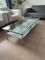 Salontafel glas, rvs en boekenvakken, Huis en Inrichting, Tafels | Salontafels, Ophalen, 100 tot 150 cm, 50 tot 100 cm, Modern