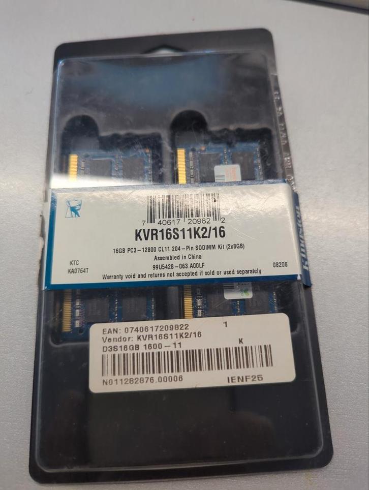 Kingston 16GB DDR3 SODIMM KVR16S11K2/16, Computers en Software, RAM geheugen, Nieuw, Laptop, 16 GB, DDR3, Ophalen of Verzenden