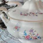Grote oude brocante soepterrine dekschaal bloemetjes, Antiek en Kunst, Antiek | Servies los, Ophalen of Verzenden