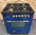 🔥Luxe Fornuis Boretti 70cm konings blauw + messing 4 pits, Witgoed en Apparatuur, Fornuizen, Niet ingevuld, 60 cm of meer, Niet ingevuld