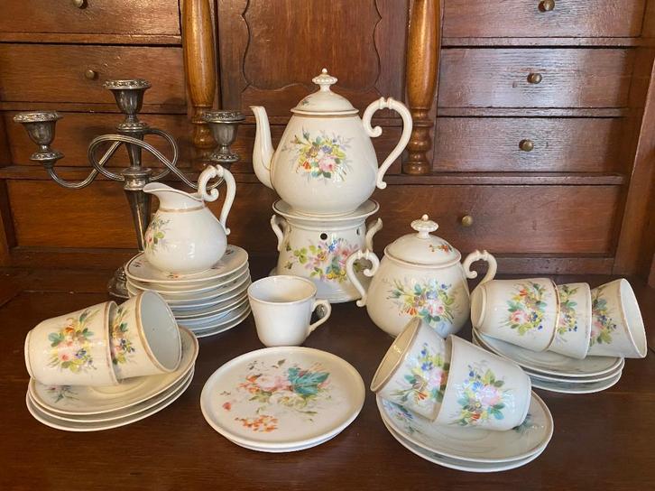 Compleet Biedermeier bruidsservies thee servies *Nous deux*, Antiek en Kunst, Antiek | Porselein, Ophalen of Verzenden
