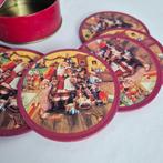 Vintage kerst onderzetters in blik - 6 stuks, Gebruikt, Verzenden, Vintage item, Vintage item