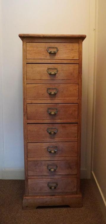 Ladekast hoog massief hout eiken teak 140 cm rustiek 8 laden beschikbaar voor biedingen