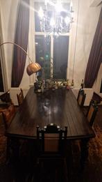 Grote donkere eikenhouten eettafel - 10 personen, Ophalen, Gebruikt, 100 tot 150 cm, Klassiek